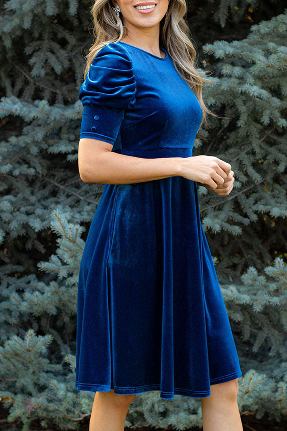 Sail Blue Velvet Midi Dress - Catherine Martin