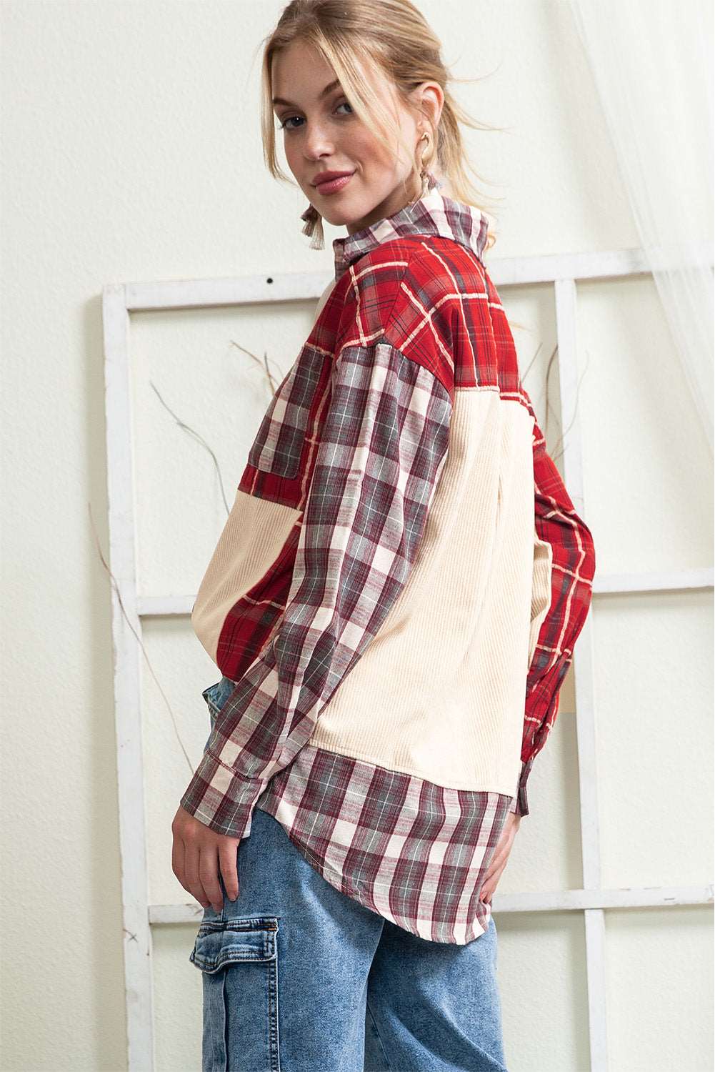 Red Plaid Corduroy Shacket - Catherine Martin