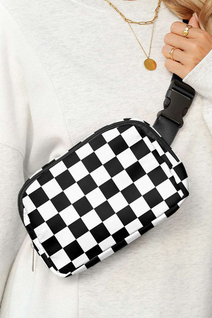 White Checkered Print Crossbody Bag - Catherine Martin