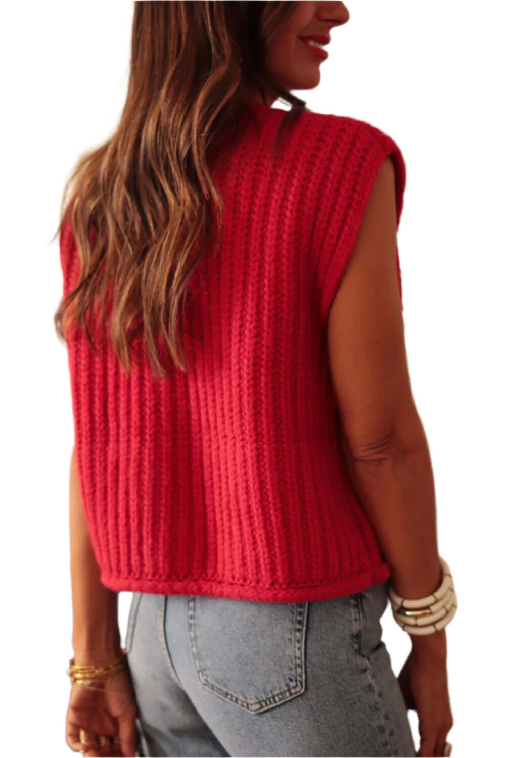 Bold Red Button-Up Vest - Catherine Martin