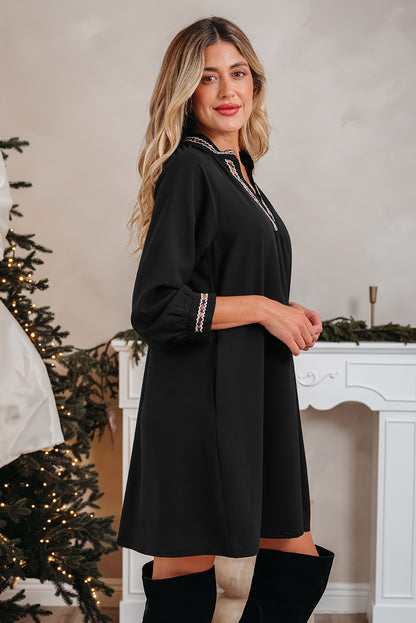 Contrast Trim Mini Shift Dress