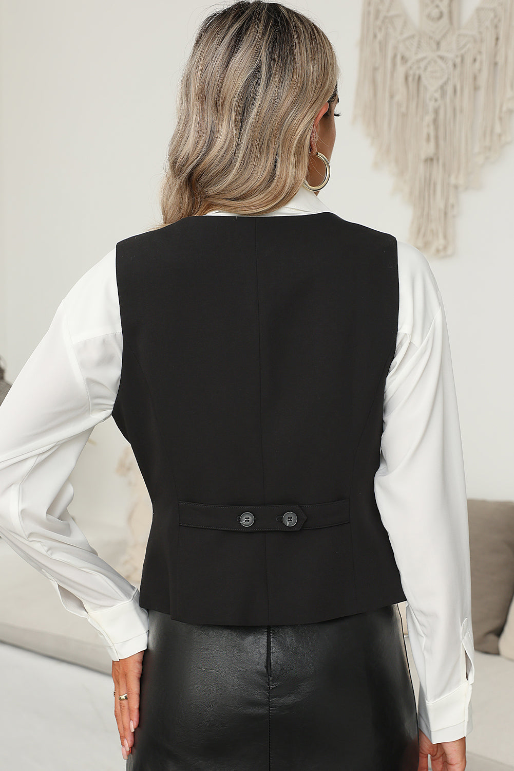 Black Waistcoat V neck Buttons - Catherine Martin