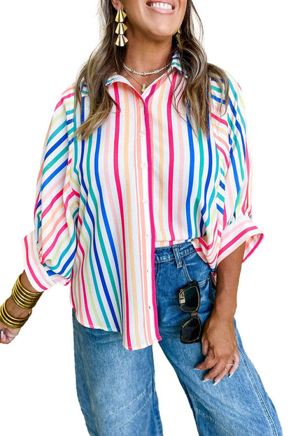 Pink Striped Shirt 3/4 Sleeve - Catherine Martin