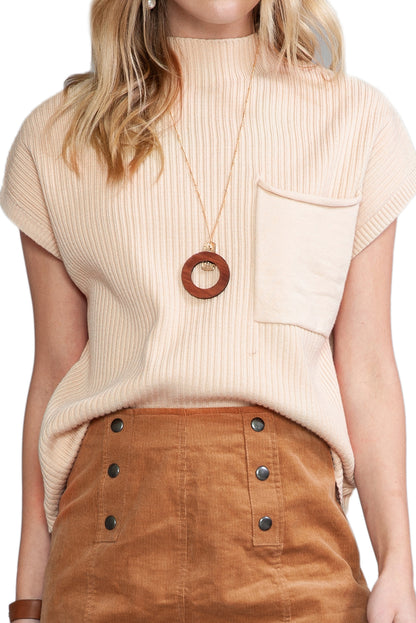 Pink Knit Sweater Short Sleeve