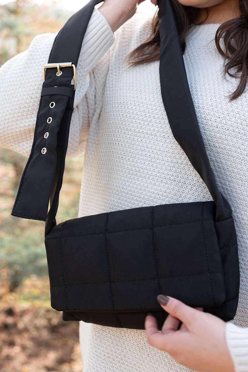 Black Quilted Strap Shoulder Bag - Catherine Martin