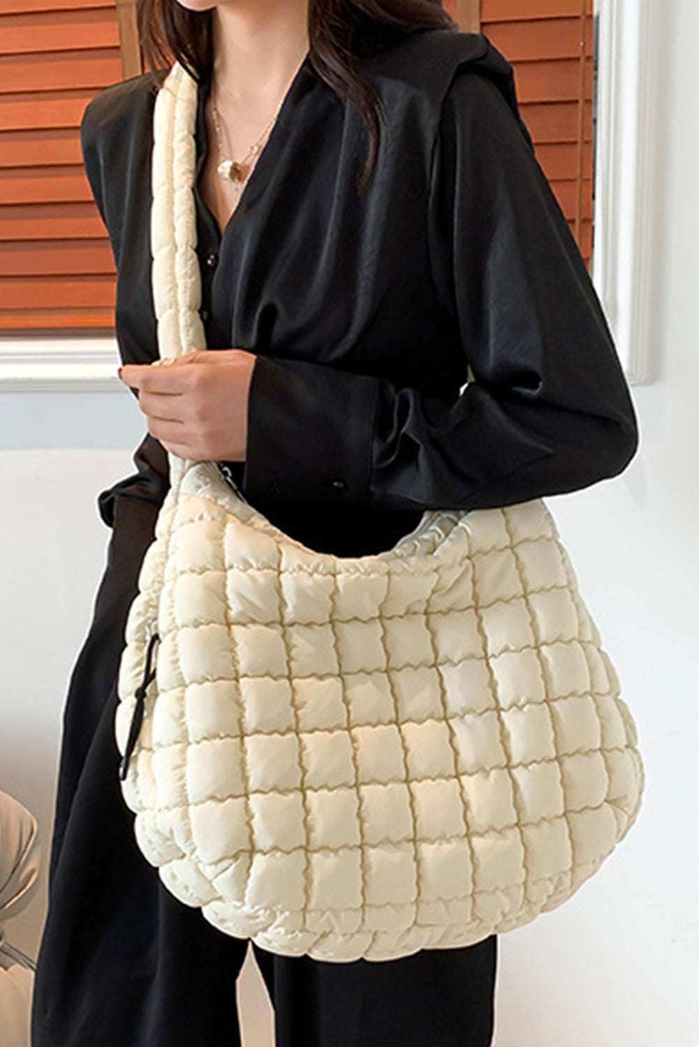 Beige Quilted Puffy Shoulder Bag - Catherine Martin