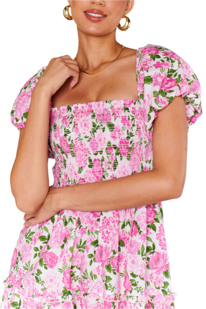 Blossom Dream Puff Sleeve Dress. Half view.