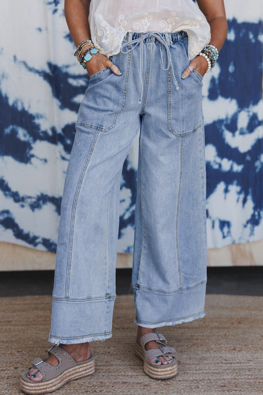 Drawstring Wide-Leg Jeans