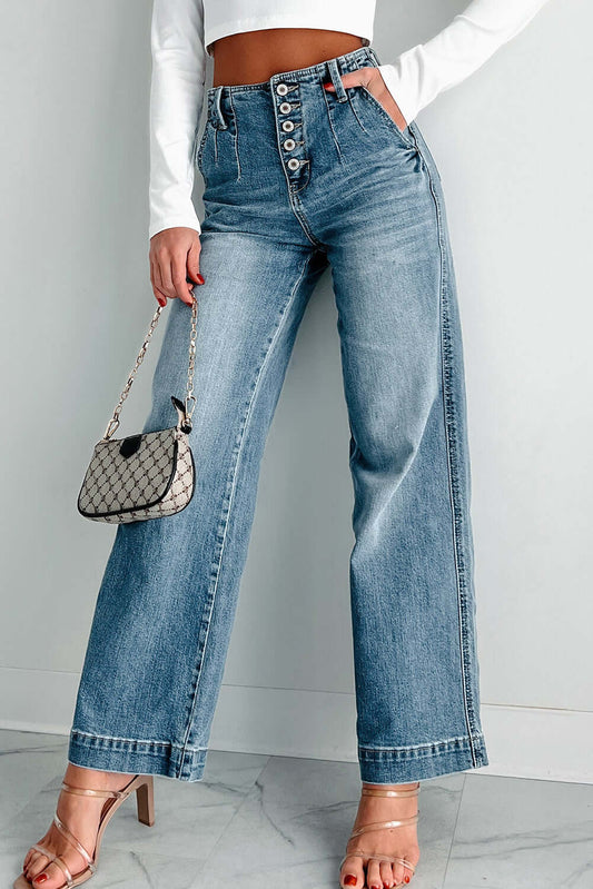High-Rise Button Front Jeans - Catherine Martin