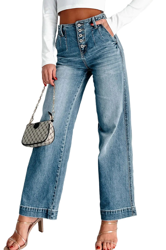 High-Rise Button Front Jeans - Catherine Martin