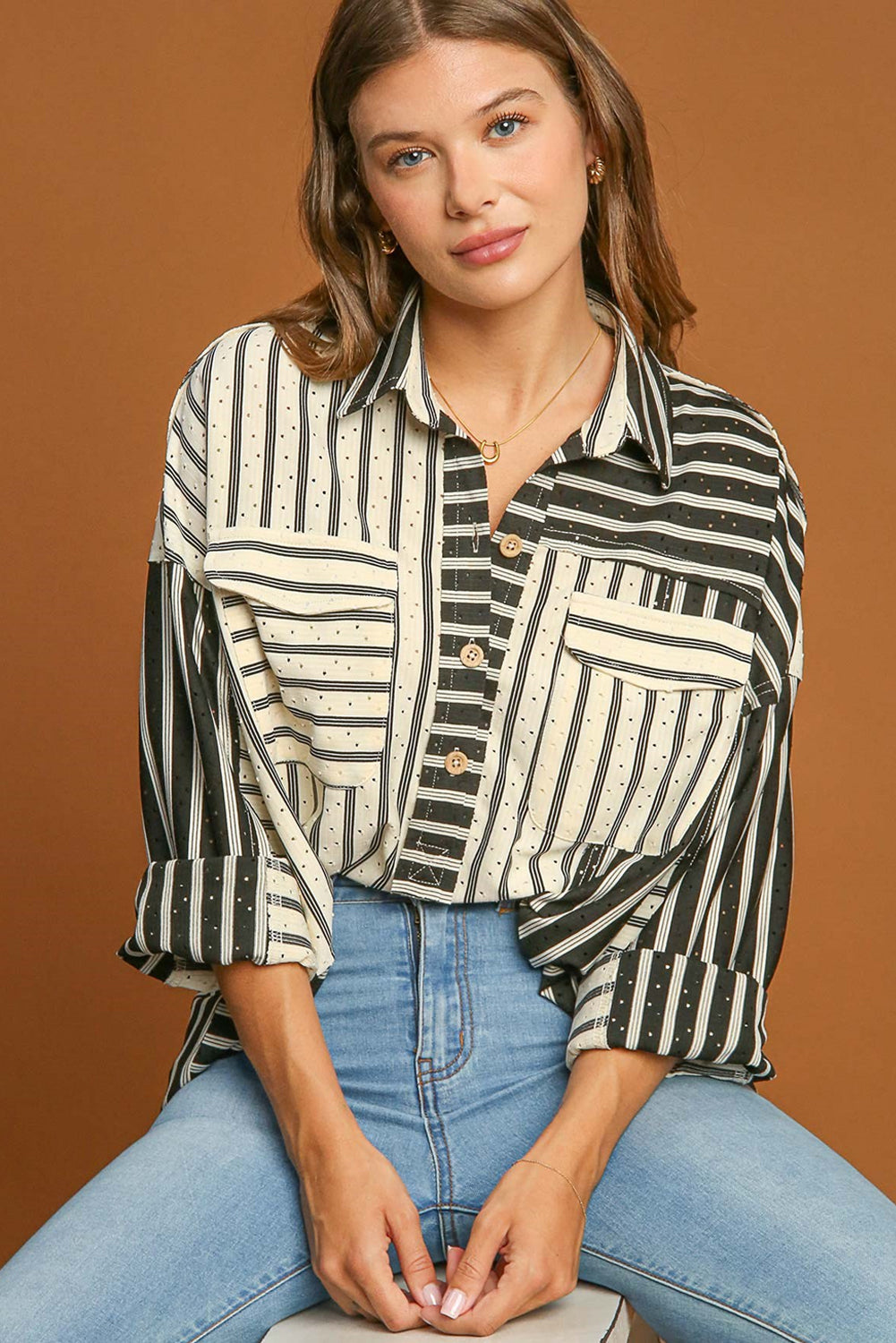 Black and Beige Striped Shirt - Catherine Martin