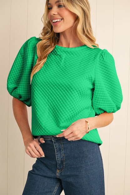 Green Casual Blouse with Sleeves for Women
