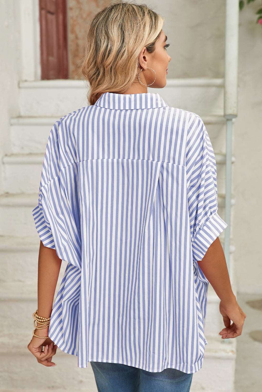 Sky Blue Stripe Oversized Blouse - Catherine Martin