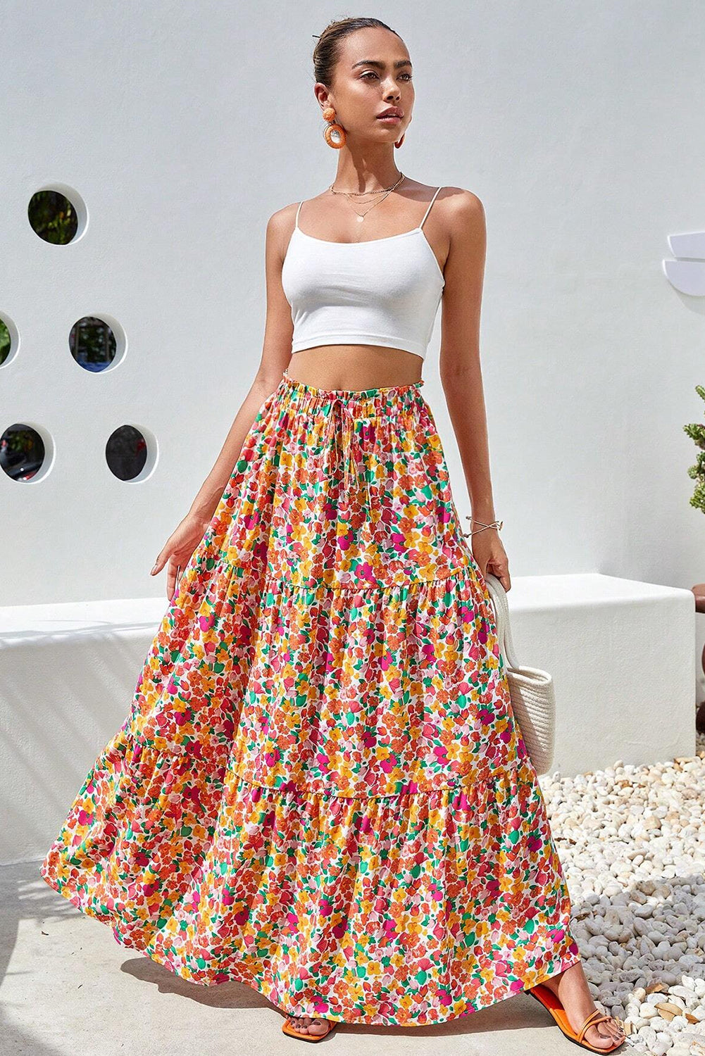 Yellow Floral Tiered Maxi Skirt - Catherine Martin