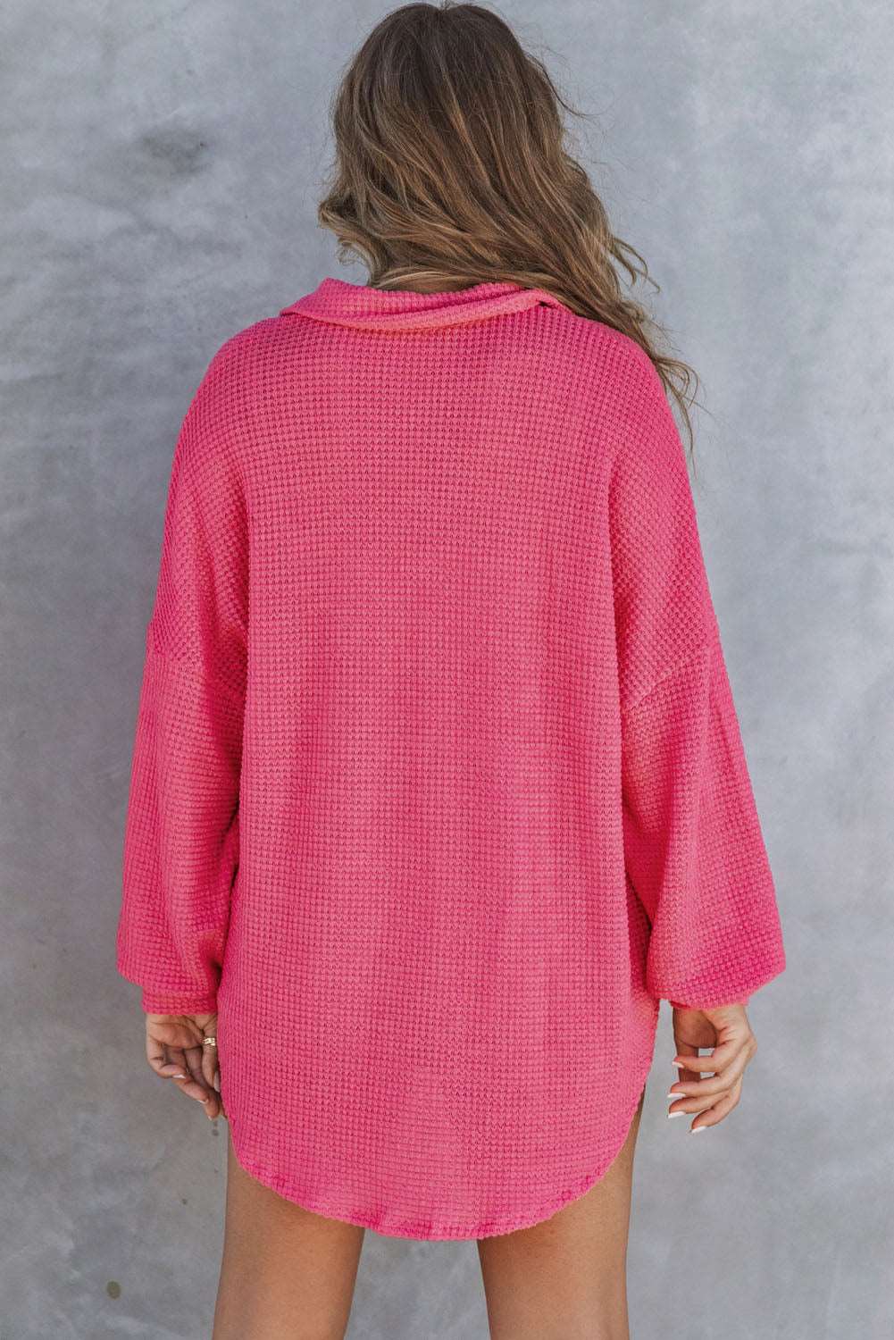 Hot Pink Waffle Knit Shacket - Catherine Martin