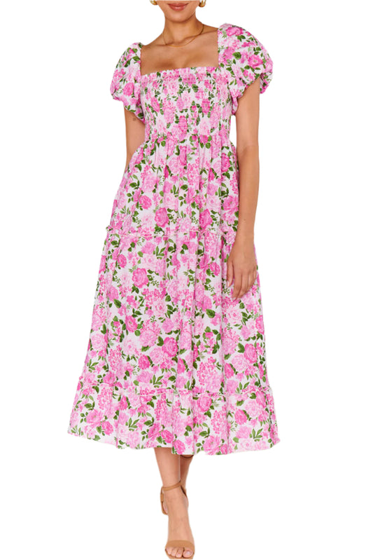 Blossom Dream Puff Sleeve Dress. Focus front view.