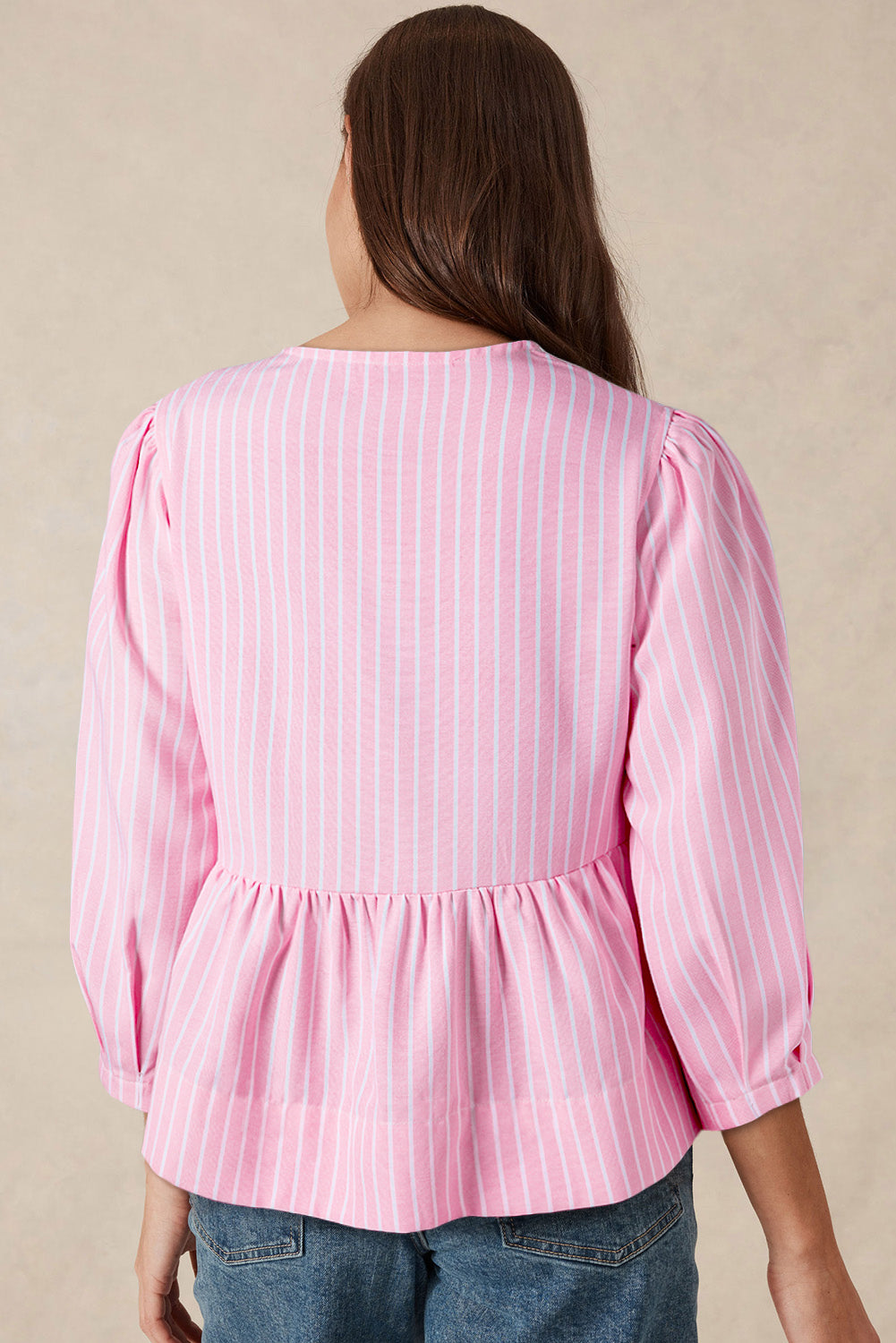 Pink Striped Bow Tie Blouse - Catherine Martin