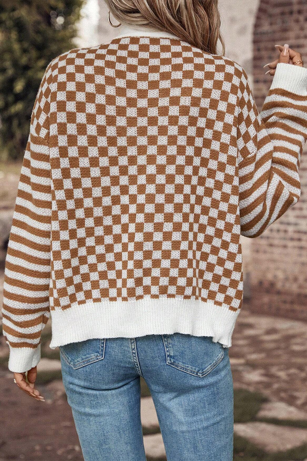 Brown Checkered Cardigan - Catherine Martin