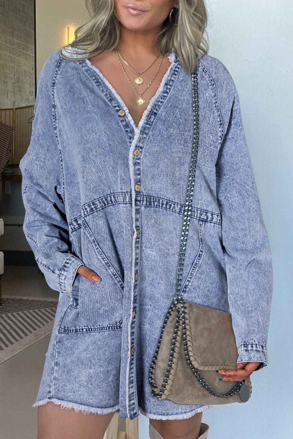 Blue Acid Washed Denim Dress