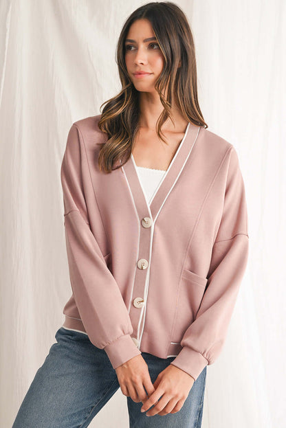 Women's Pink Cardigan with Front Pockets - Catherine Martin