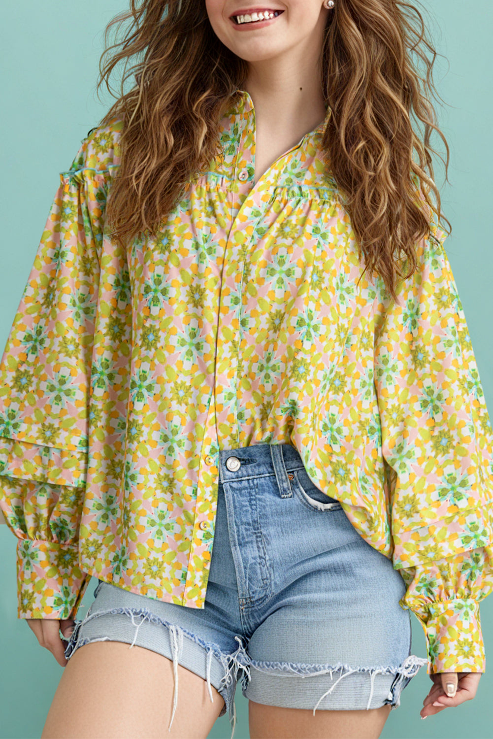 Green and Yellow Floral Blouse - Catherine Martin