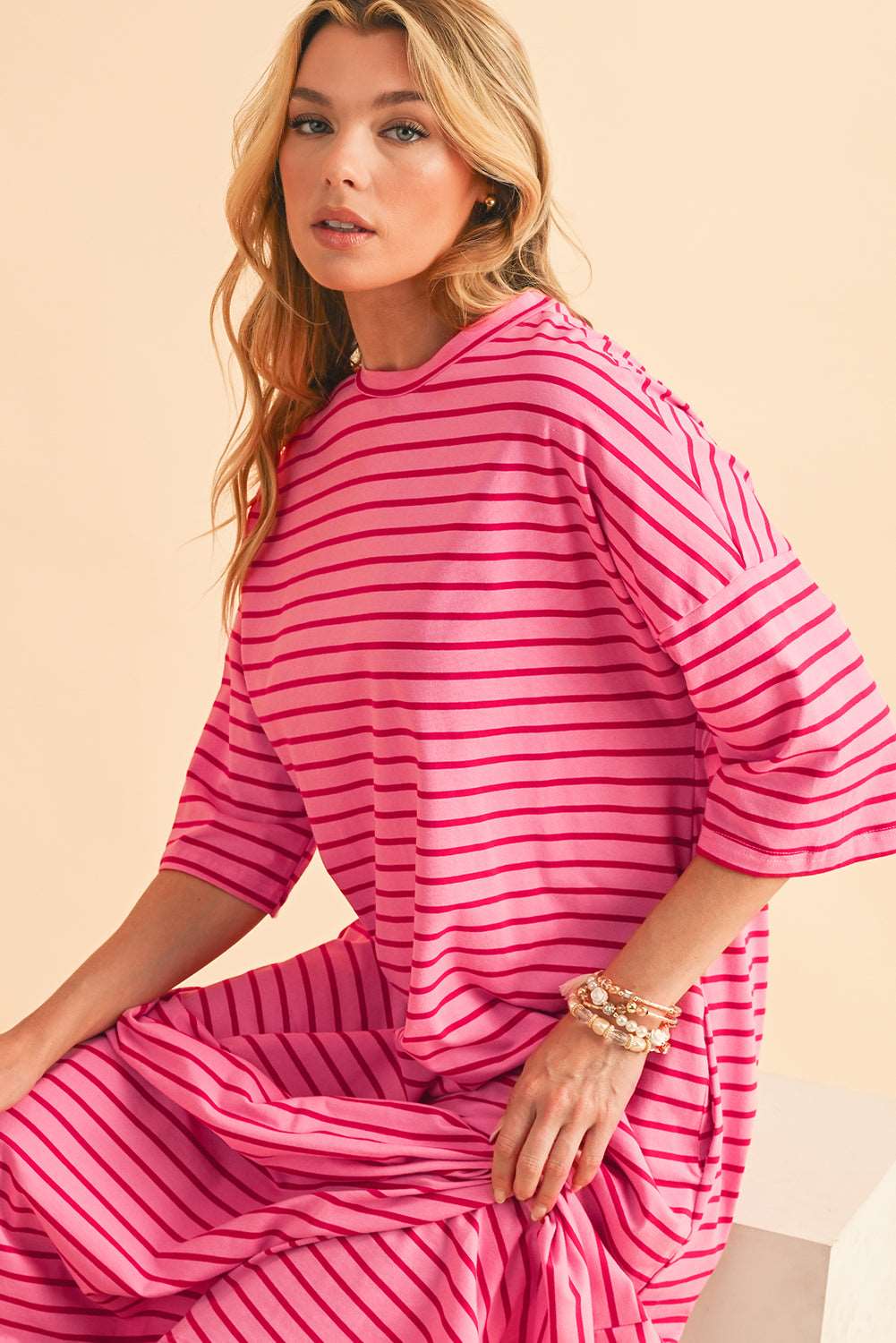 Pink Striped Loose Dress - Catherine Martin