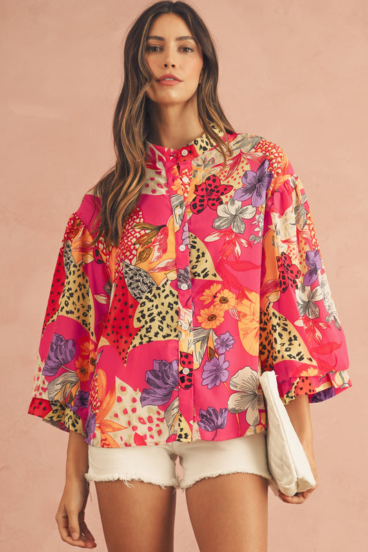 Red Floral Button Blouse - Catherine Martin