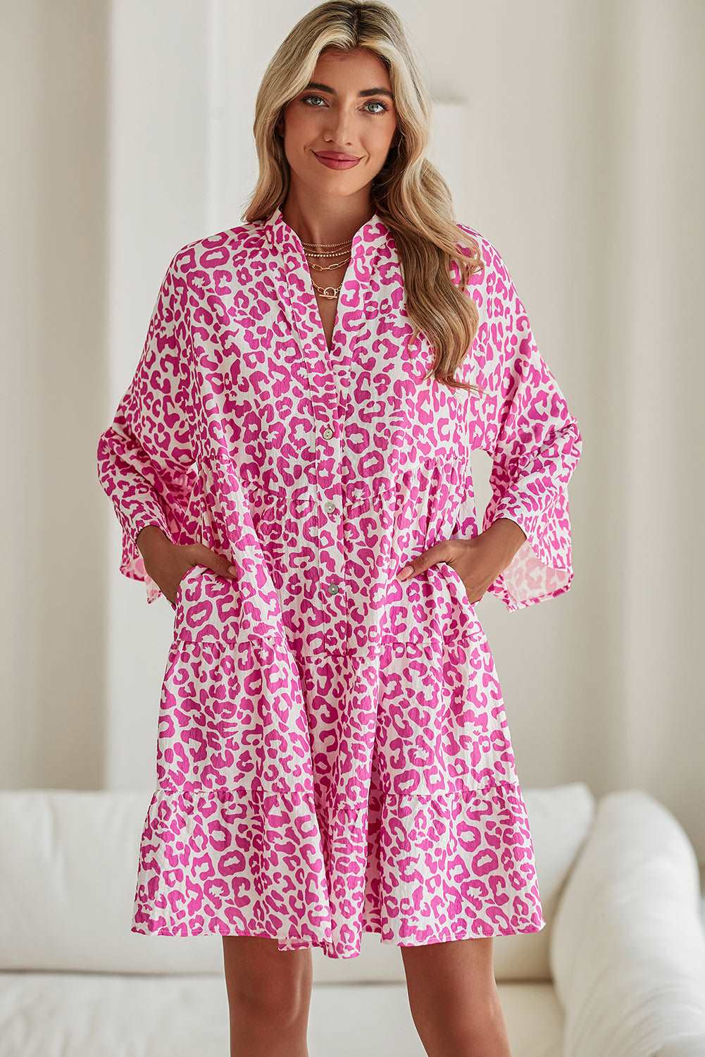 Bright Pink Leopard Dress - Catherine Martin