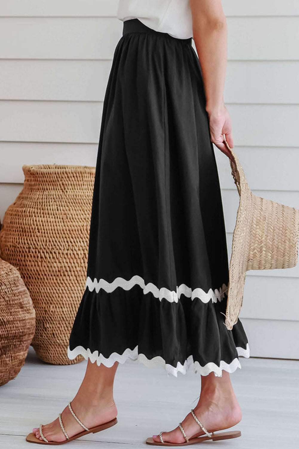 Black Ric Rac Maxi Skirt - Catherine Martin