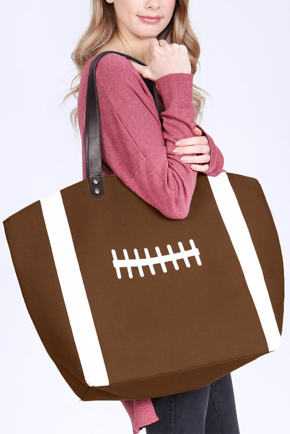 White Baseball Pattern Canvas Tote Bag - Catherine Martin