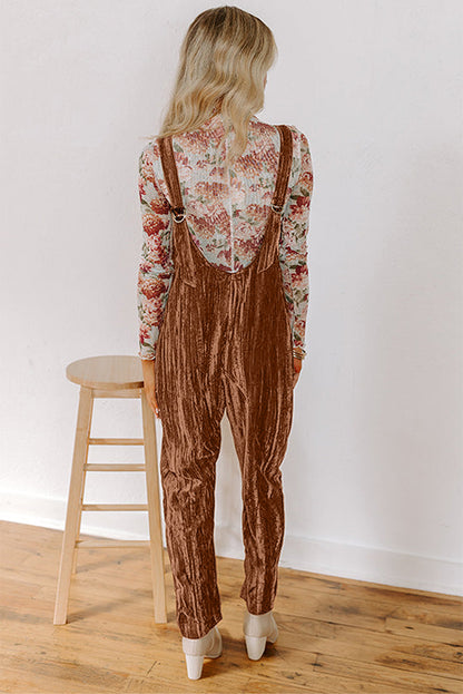 Crushed Velvet Overalls Jumpsuit