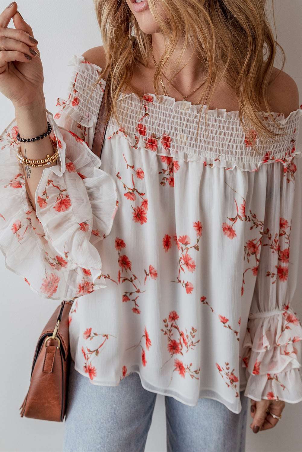 White Floral Off Shoulder Blouse - Catherine Martin