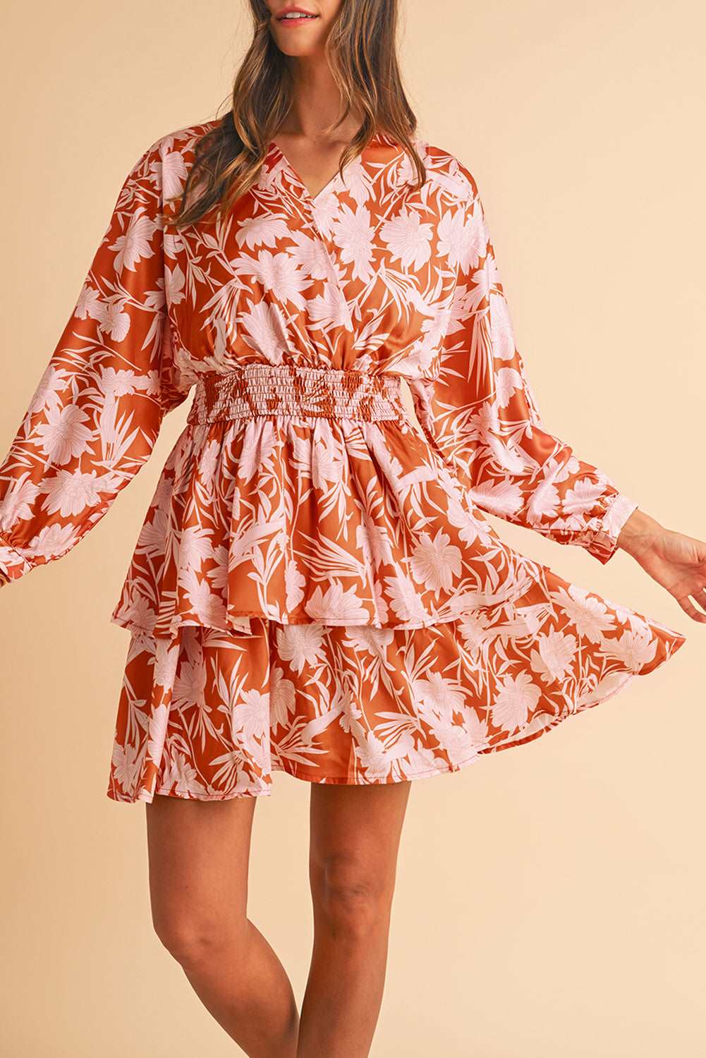 Brown Floral Layered Dress - Catherine Martin