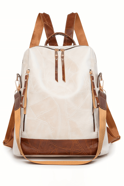 Elegant white backpack with adjustable straps and a modern, chic look
