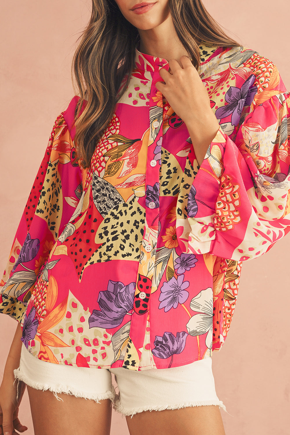 Red Floral Button Blouse - Catherine Martin