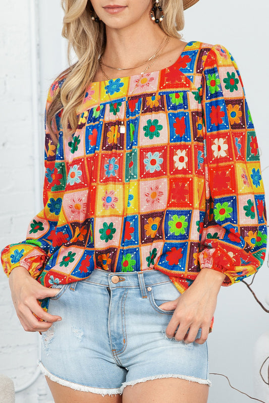 Granny Square Floral Blouse