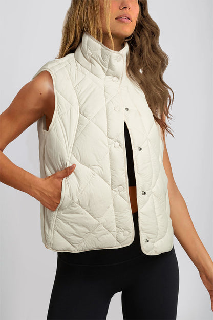 Beige Quilted Pocket Vest Coat - Catherine Martin