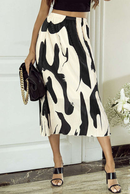 Abstract Print Pleated Skirt - Catherine Martin