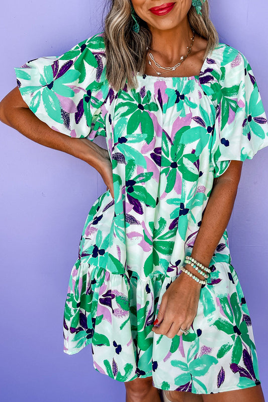 Ladies Green Floral Loose Fit Dress - Catherine Martin