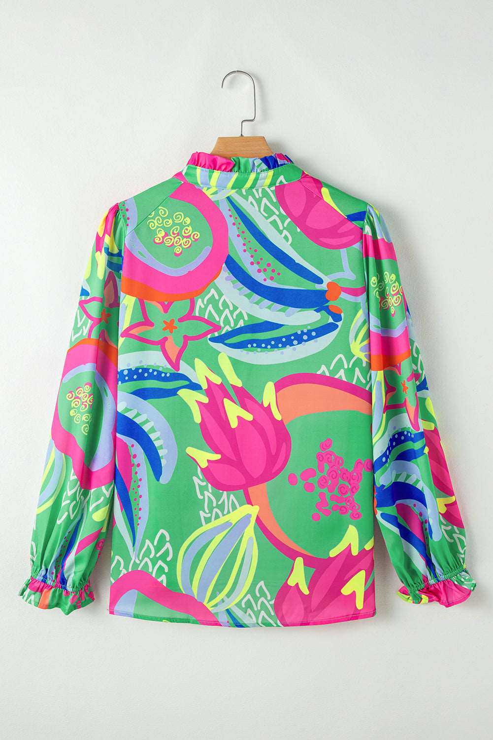 Green Floral Blouse Ruffle Sleeve - Catherine Martin