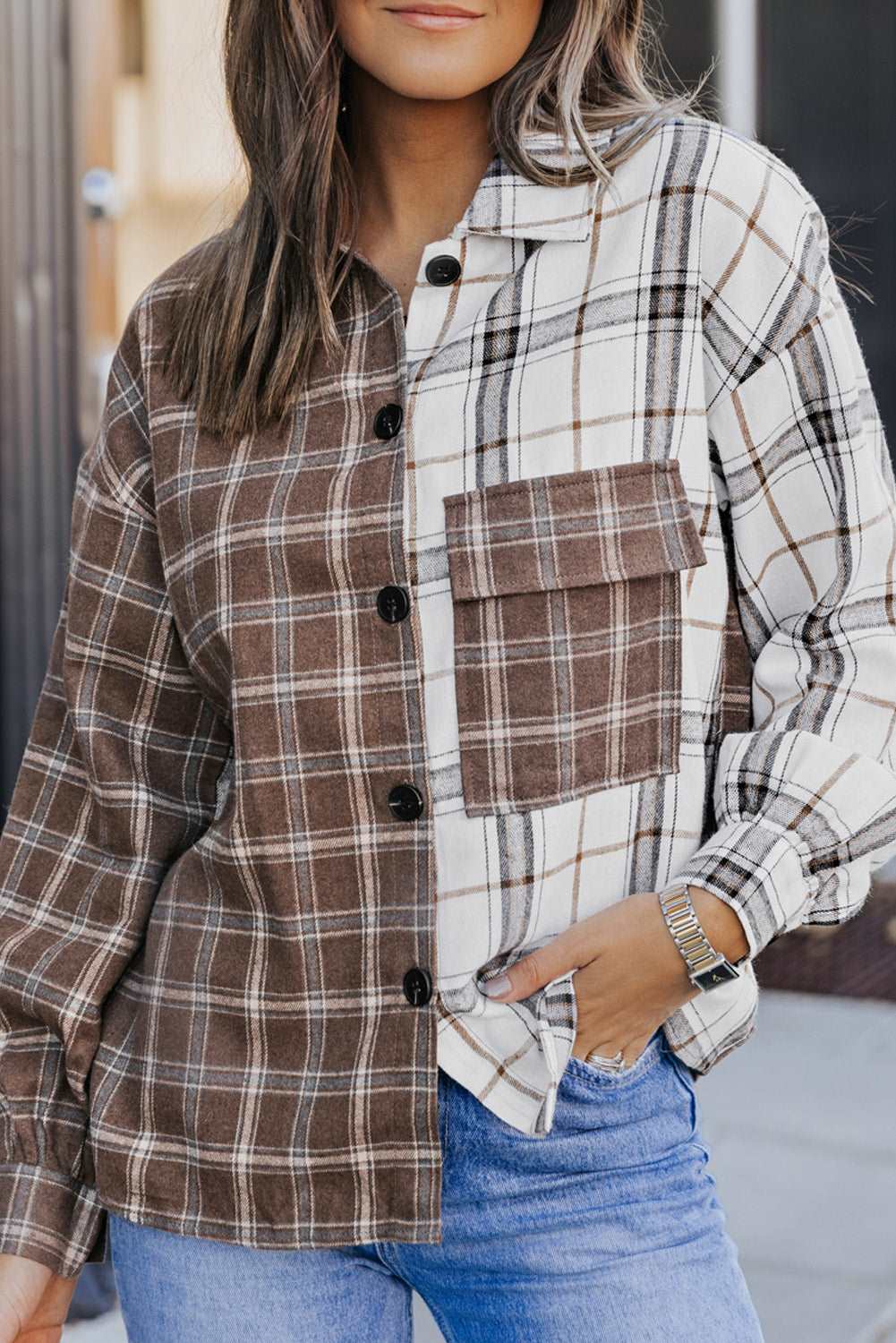 Brown and White Plaid Shacket - Catherine Martin