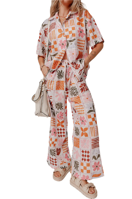 Floral Check Summer Co-ord – Soft Cotton Shirt & Pants - Catherine Martin