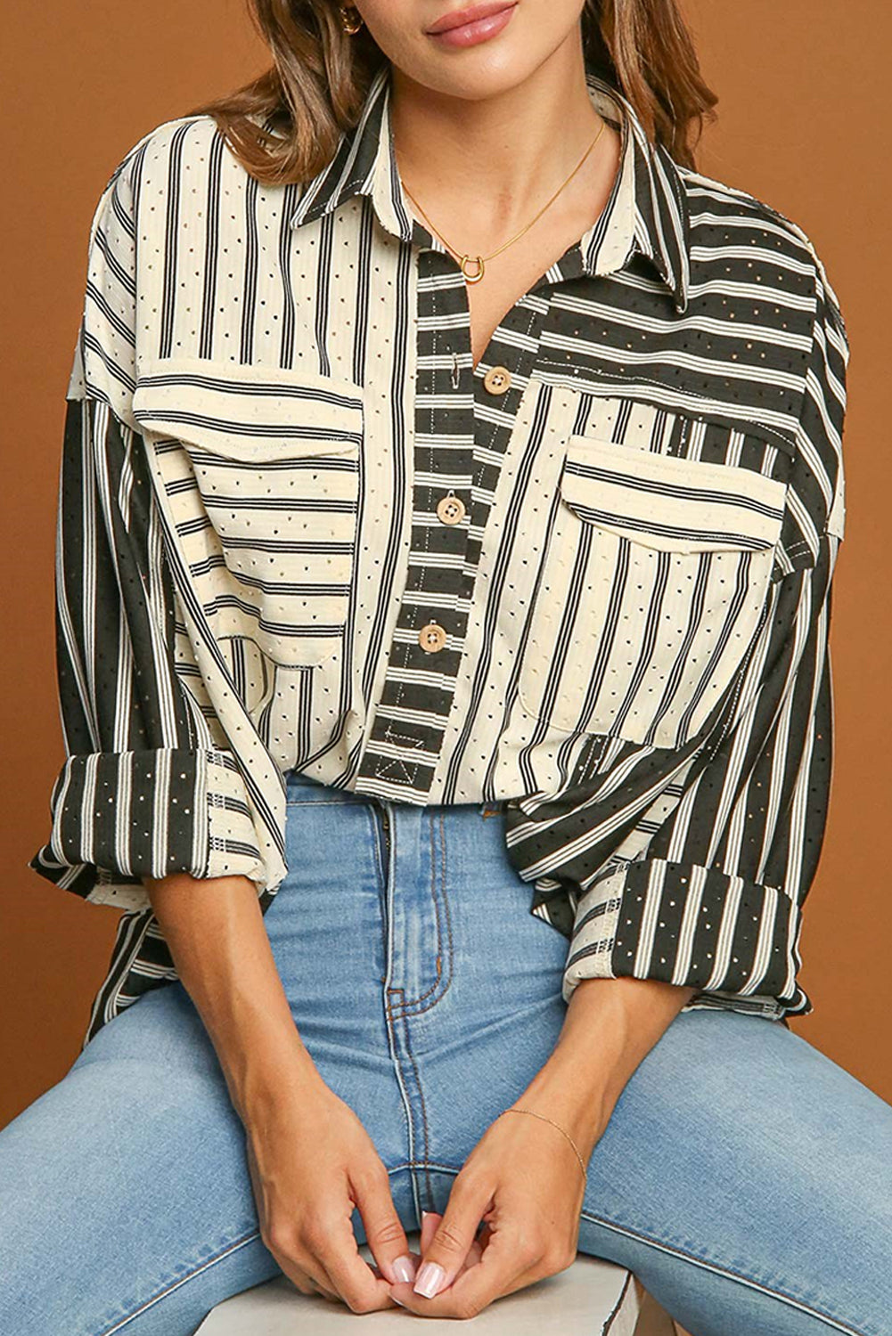 Black and Beige Striped Shirt - Catherine Martin