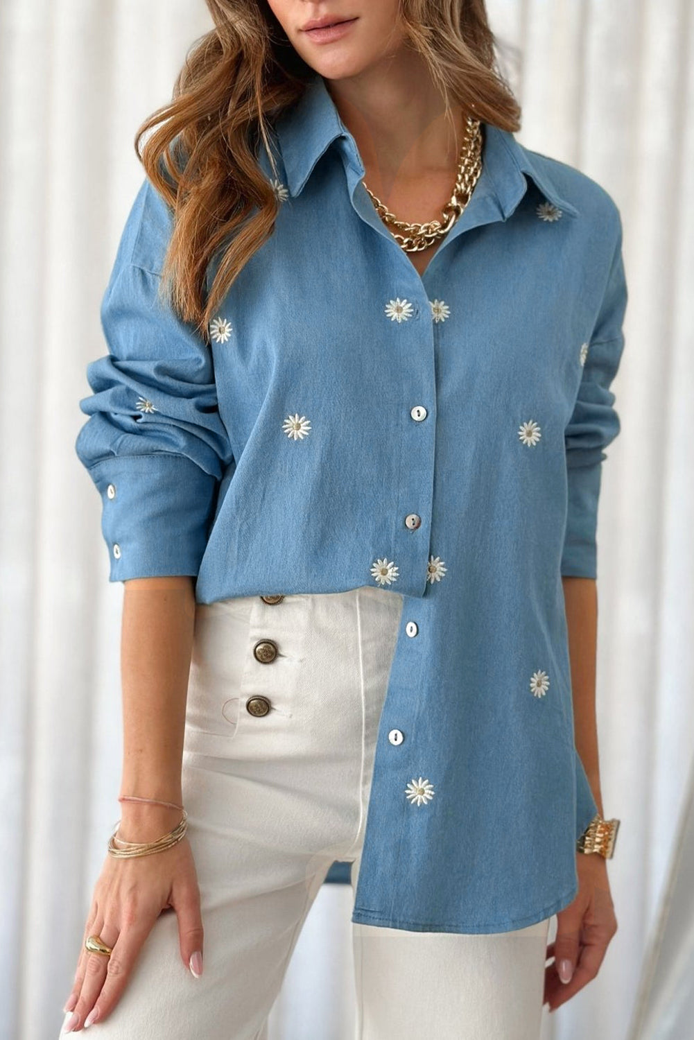 Blue Embroidered Shirt Sleeves - Catherine Martin