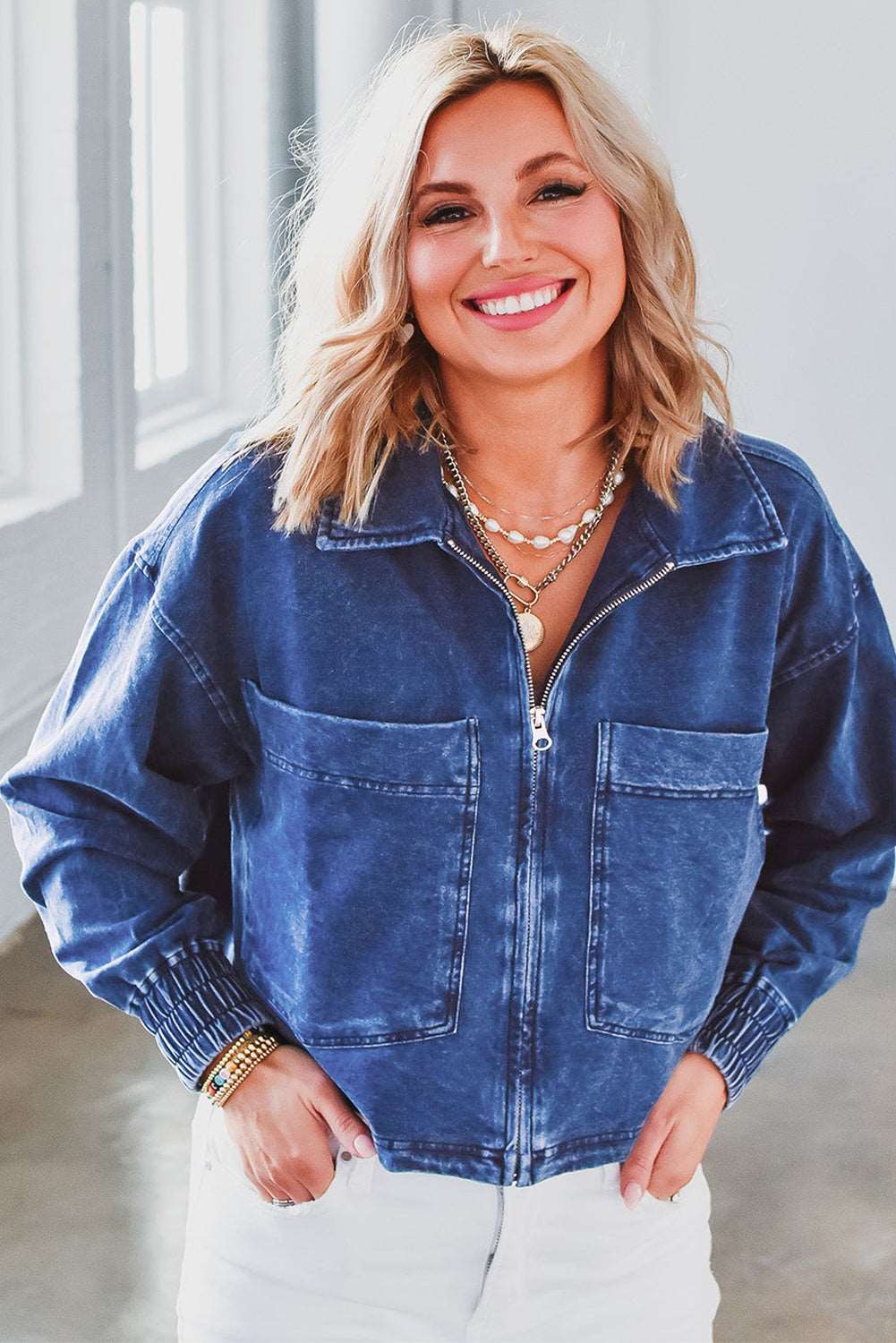 crop denim jacket sleeve