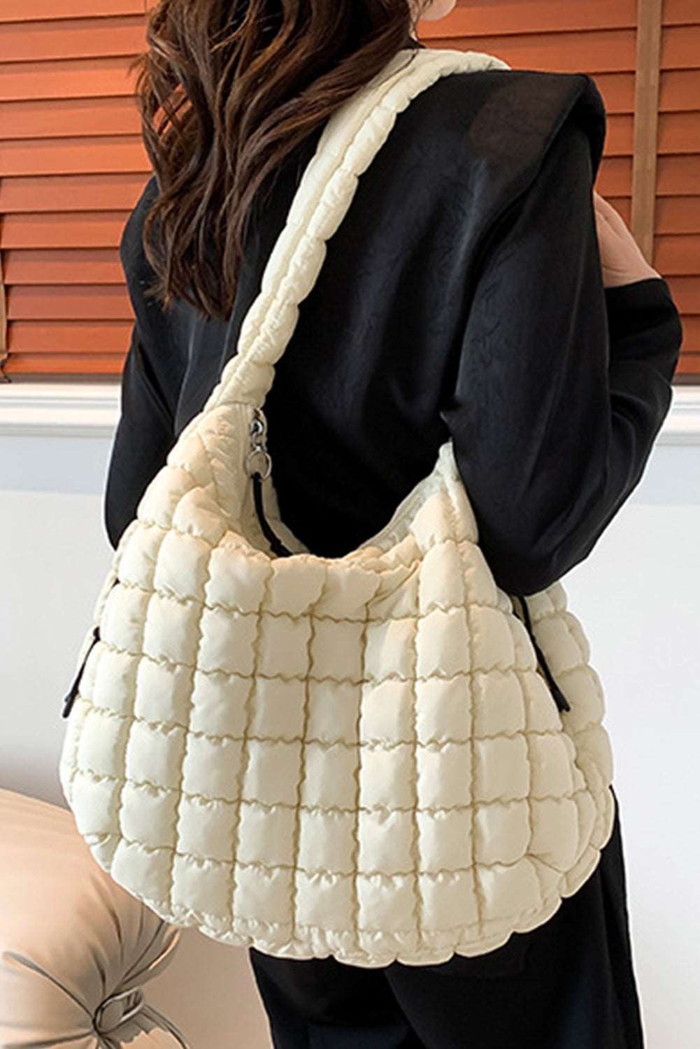 Beige Quilted Puffy Shoulder Bag - Catherine Martin