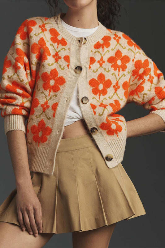Floral Print Cropped Cardigan