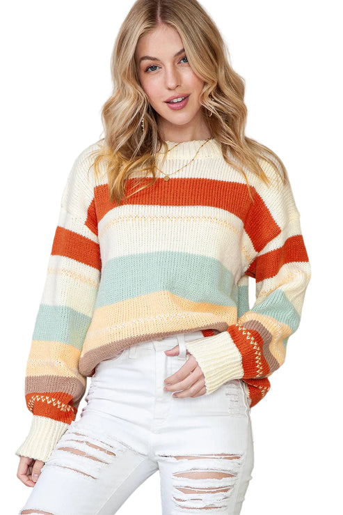 Ladies Colourful Jumper for Autumn. Front view.
