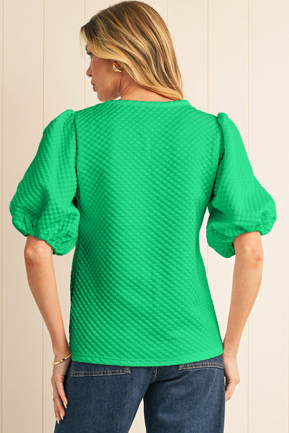 Green Casual Blouse with Sleeves for Women