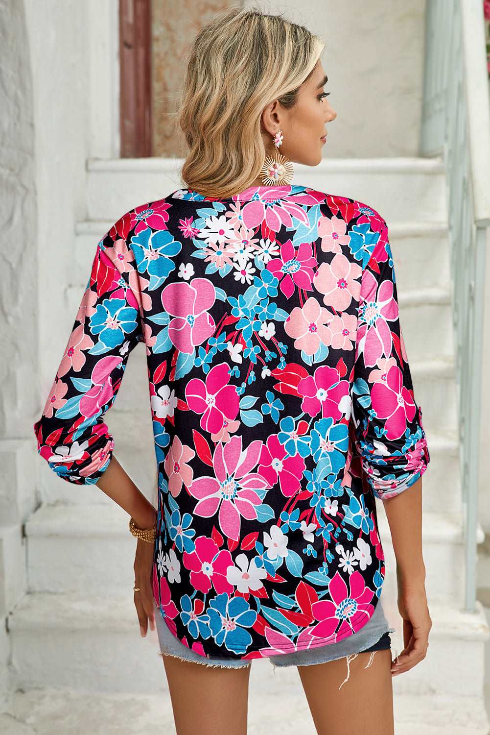 Pink Floral V Neck Blouse - Catherine Martin